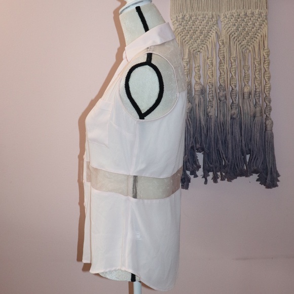 Express the portofino shirt Pastel pink sheer top - Picture 4 of 7